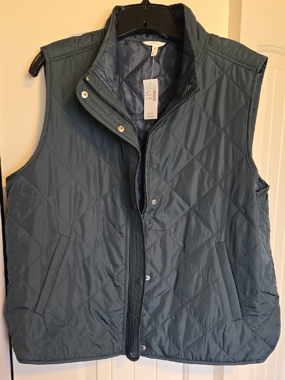 Maurices Quilted Sleeveless Vest in Slate Blue